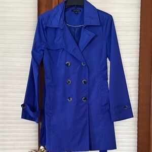 Women's Harve’ Bernard Blue Double-Breasted Trench Coat